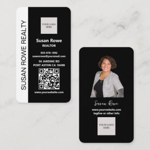Moderne Schwarz-Weiß-QR-Code-Foto Visitenkarte