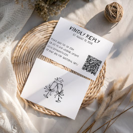 Moderne Schwarz-Weiß-QR-Code-Hochzeit RSVP Karte