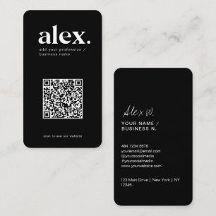 Moderne Schwarz-Weiß-QR-Code-Logo Visitenkarte
