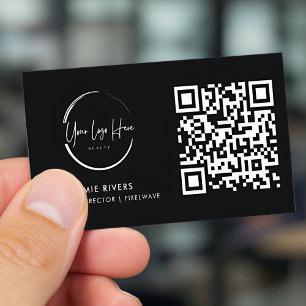 Moderne Schwarz-Weiß-QR-Code-Visitenkarte Visitenkarte
