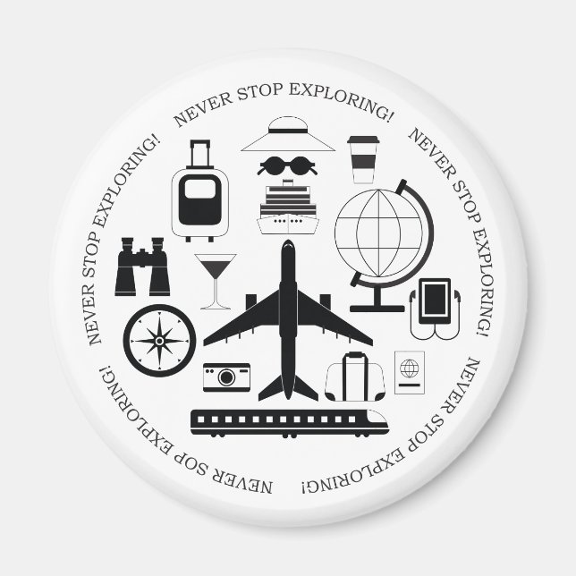 Moderne Schwarz-Weiß-Reiseobjekte Motive Magnet (Vorne)