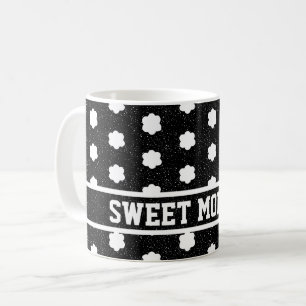 Moderne Schwarz-Weiß-Retro-Blume Kaffeetasse