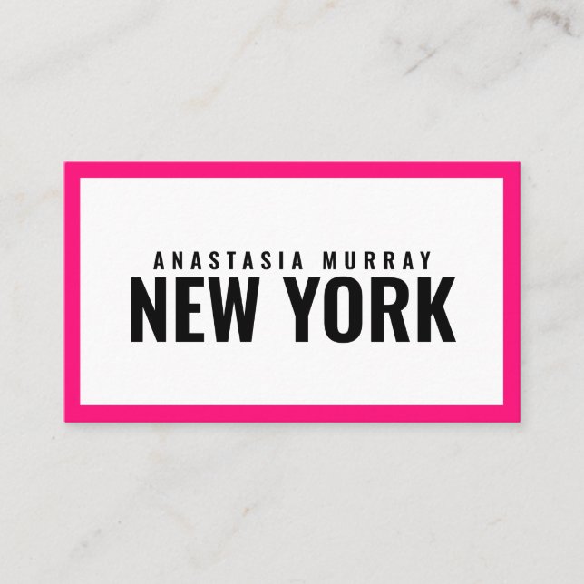 Moderne Schwarz-weiß rosa Minimalistisch Luxus Bou Visitenkarte (Vorderseite)