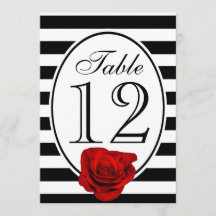 Moderne Schwarz-Weiß-Rote-Rosen-Hochzeitstischkart