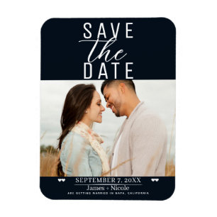 Moderne Schwarz-Weiß-Save-the-Date-Hochzeitsfotogr Magnet