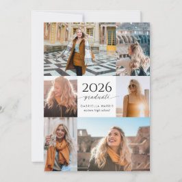 Moderne Schwarz-Weiß-Schrift 2026 Abschluss Einladung