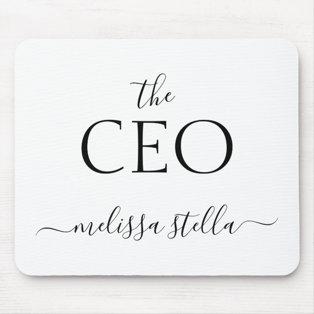 Moderne Schwarz-Weiß-Schrift Der Name des CEO | We Mousepad (Vorne)