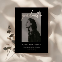 Moderne Schwarz-Weiß-Schrift-Foto-Abschlussfeier