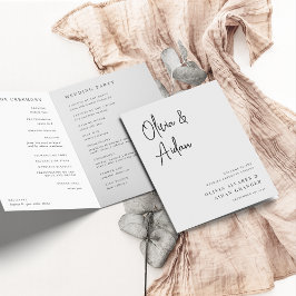 Moderne Schwarz-Weiß-Schrift-Hochzeit Programm