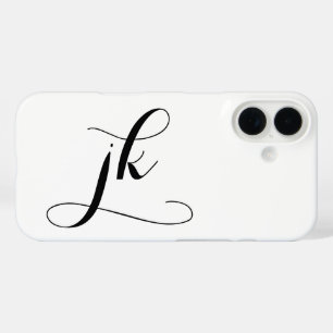 Moderne Schwarz-Weiß-Schrift-Monogramm-Name iPhone 16 Hülle