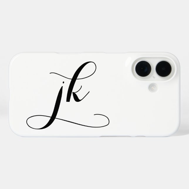 Moderne Schwarz-Weiß-Schrift-Monogramm-Name Case-Mate iPhone Hülle (Rückseite (Horizontal))