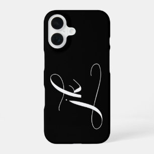 Moderne Schwarz-Weiß-Schrift-Monogramm-Name iPhone 16 Hülle
