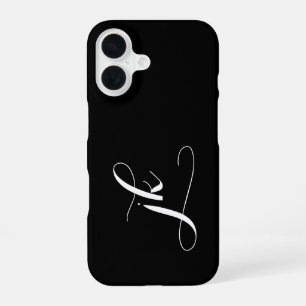 Moderne Schwarz-Weiß-Schrift-Monogramm-Name iPhone 16 Hülle