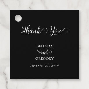 Moderne Schwarz-Weiß-Script-Couple-Foto-Hochzeit Geschenkanhänger