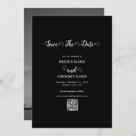 Moderne Schwarz-Weiß-Script-Couple-Foto-Hochzeit Save The Date