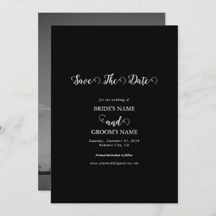 Moderne Schwarz-Weiß-Script-Couple-Foto-Hochzeit Save The Date