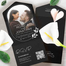 Moderne Schwarz-Weiß-Script-Foto-Hochzeit