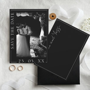 Moderne Schwarz-Weiß-Script-Foto Save The Date