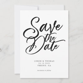Moderne Schwarz-Weiß-Script-Hochzeit Save The Date