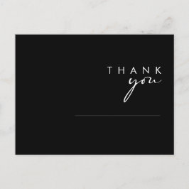 Moderne Schwarz-Weiß-Script-Hochzeit Vielen Dank Postkarte