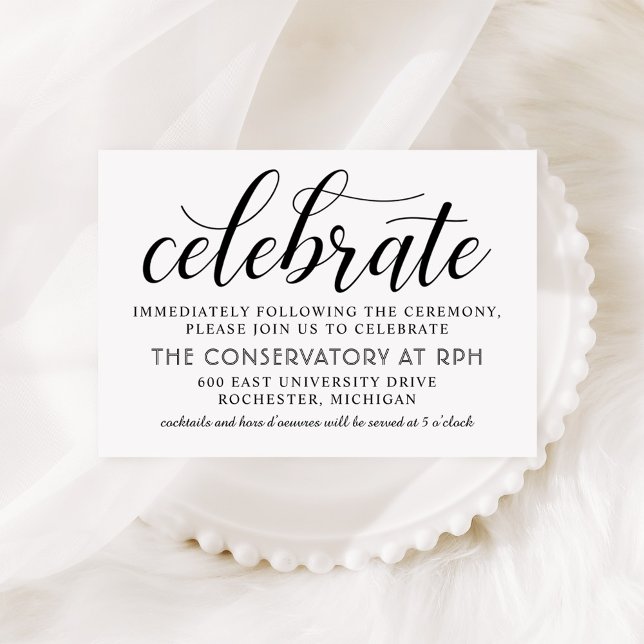 Moderne Schwarz-Weiß-Script-Hochzeitsempfehlung Begleitkarte (Von Creator hochgeladen)