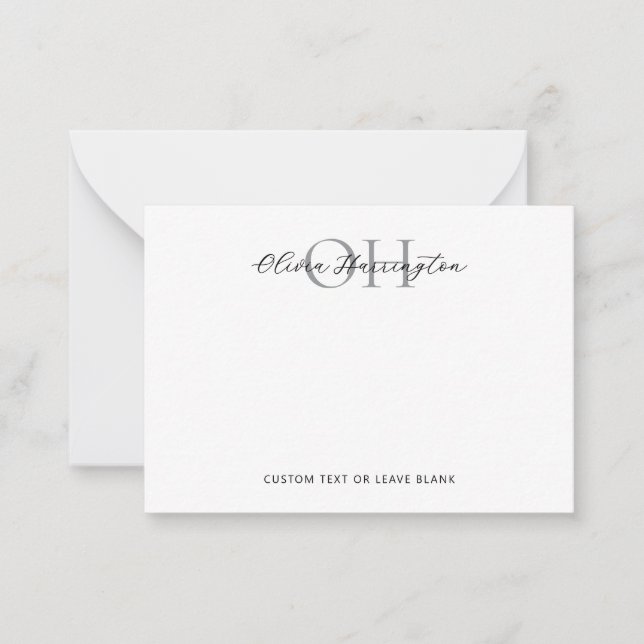 Moderne Schwarz-Weiß-Script-Klassik Mitteilungskarte (Vorderseite)