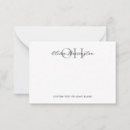 Moderne Schwarz-Weiß-Script-Klassik Mitteilungskarte