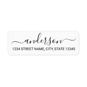 Moderne Schwarz-Weiß-Script-Rücksendeadresse