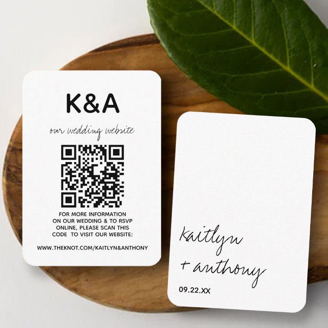 Moderne Schwarz-Weiß-Skripte Minimalistische Hochz Begleitkarte (Von Creator hochgeladen)