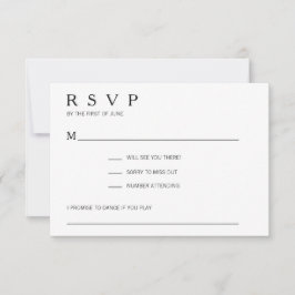 Moderne Schwarz-Weiß-Song-Hochzeit RSVP Karte