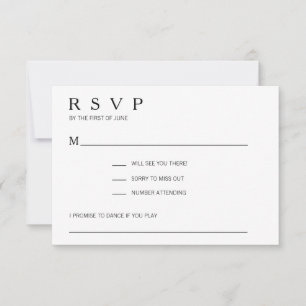 Moderne Schwarz-Weiß-Song-Hochzeit RSVP Karte