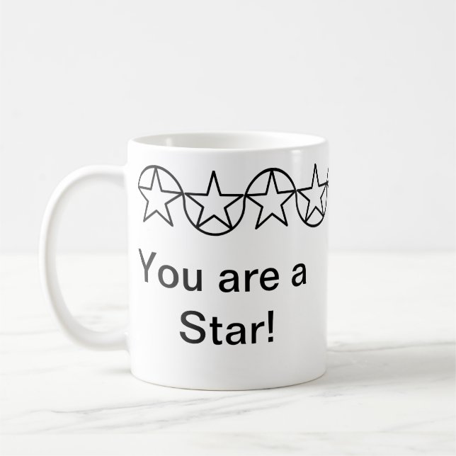 Moderne Schwarz-Weiß-Star-Mug Kaffeetasse (Links)