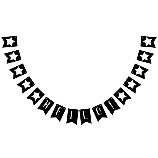 Moderne Schwarz-Weiß-Stars Hallo Wimpelkette (Alle)
