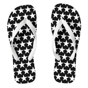 Moderne Schwarz-Weiß-Sterne-Muster niedlich Flip Flops