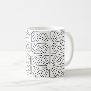 Moderne Schwarz-Weiß-Sternenexplosions-Geometrie Kaffeetasse