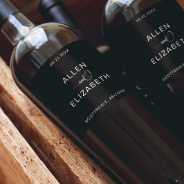 Moderne Schwarz-Weiß-Stilvolle Hochzeitssparkling Weinetikett