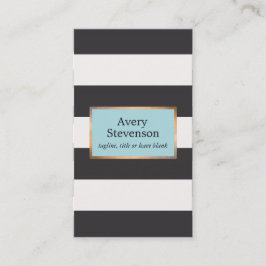 Moderne Schwarz-Weiß Streifen Gold Linierte Plaque Visitenkarte