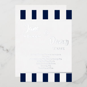 Moderne Schwarz-Weiß-Streifen mit Hochzeit Folieneinladung