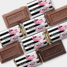 Moderne Schwarz-Weiß Streifen rosa Flamingo