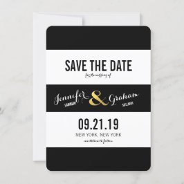 Moderne Schwarz-Weiß-Streifen Save the Date