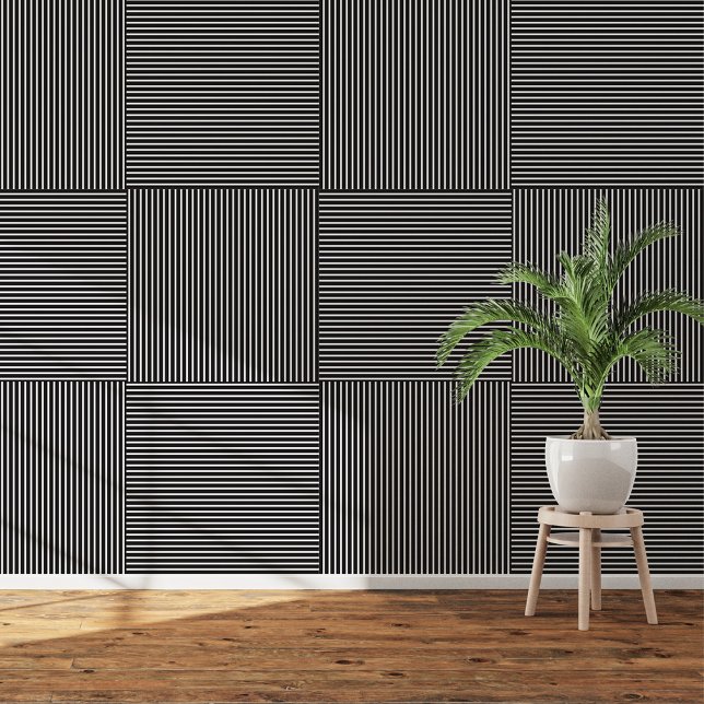 Moderne Schwarz-Weiß-Streifen: Schale und Kleber Tapete (Modern Black & White Stripes: Peel and Stick Wallpaper)