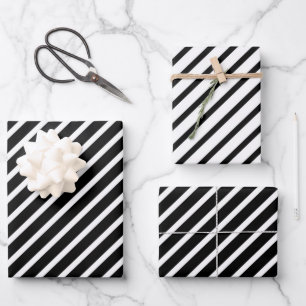 Moderne Schwarz-Weiß-Streifenmuster  Geschenkpapier Set