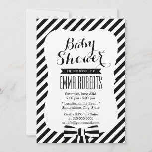 Moderne Schwarz-Weiß Strickleine Babydusche Einladung