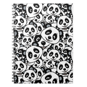 Moderne Schwarz-Weiß Süße Panda-Bär-Muster Notizblock
