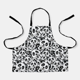 Moderne Schwarz-Weiß Süße Panda-Bär-Muster Schürze
