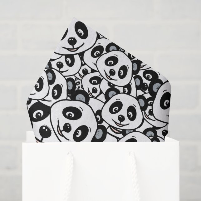 Moderne Schwarz-Weiß Süße Panda-Bär-Muster Seidenpapier (Geschenktüte)
