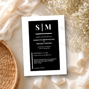 Moderne Schwarz-Weiß-Tone-Hochzeit Einladung