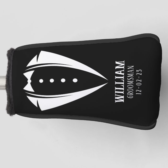 Moderne Schwarz-Weiß-Tuxedo-Trauzeuge-Geschenke Golf Headcover (Vorderseite)