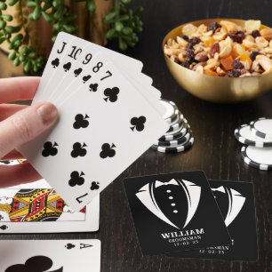 Moderne Schwarz-Weiß-Tuxedo-Trauzeuge-Geschenke Spielkarten