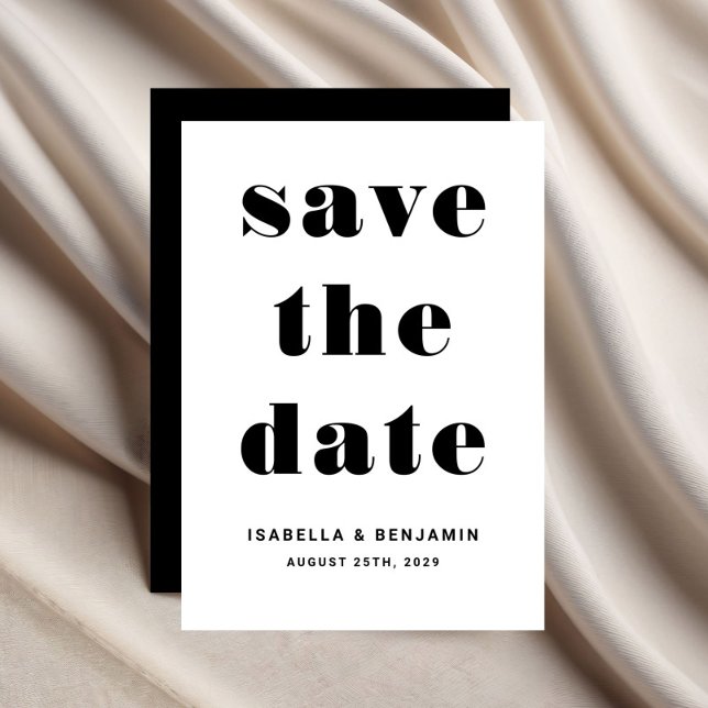 Moderne Schwarz-Weiß-Typografie-Hochzeit Save The Date (Modern Black White Typography Wedding Save The Date)